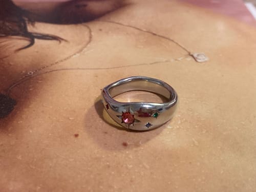 Customer photo review of Julie Rainbow Silver Cosmic Chunky Star Ring Size P