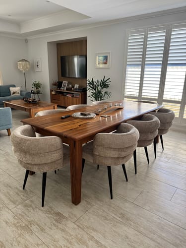 Customer photo review of Alistair Fabric Dining Chair in Latte