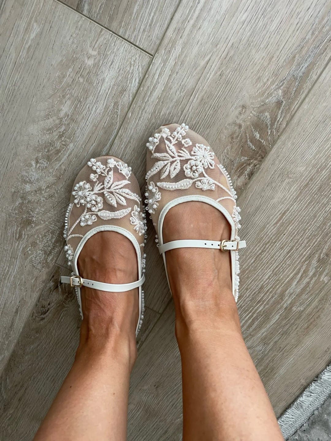 Customer photo review of Christine Beaded Mesh Ballet Flats