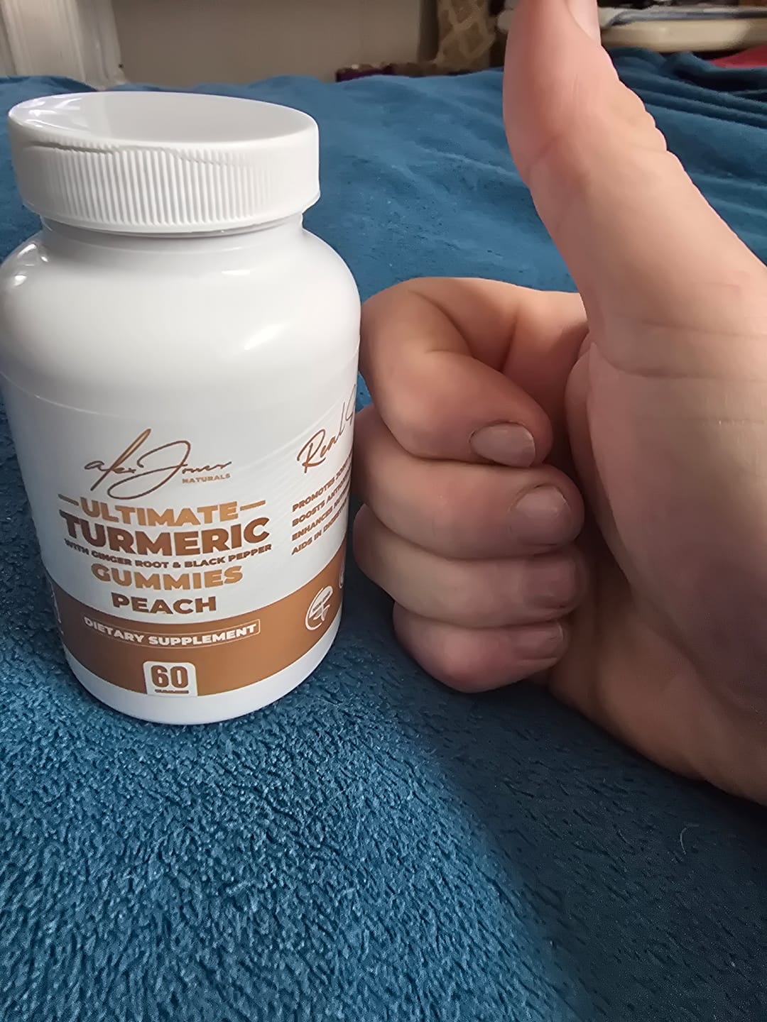 Customer photo review of Ultimate Turmeric Gummies With Ginger Root & Black Pepper (Peach Flavor) (60 Gummies) (60 Servings)