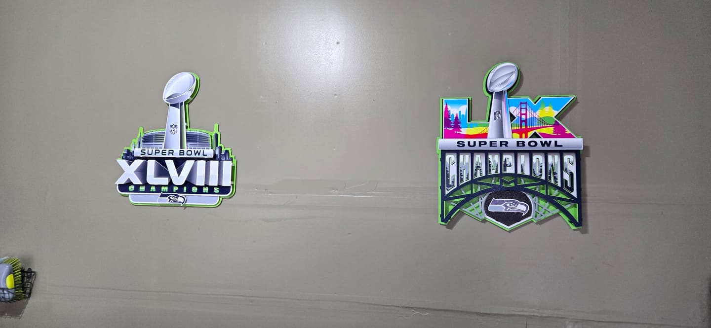 Customer photo review of Seattle Seahawks Super Bowl XLVIII CHAMPIONS! 3D Metal Wall Art