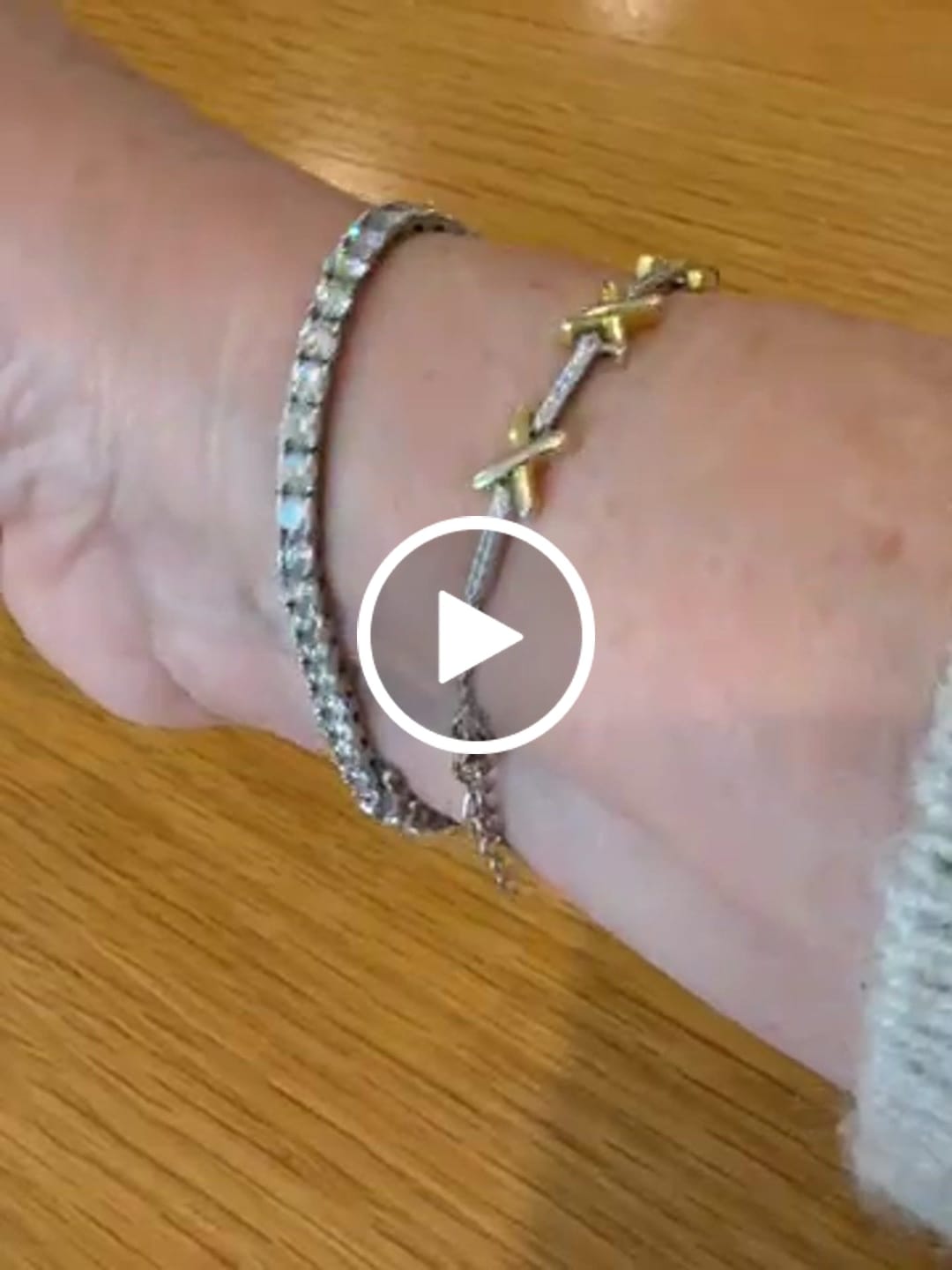 Customer video review of Sterling Silver Two-Tone 'Love' Bracelet – 14ct Gold Plated & Cubic Zirconia Kisses