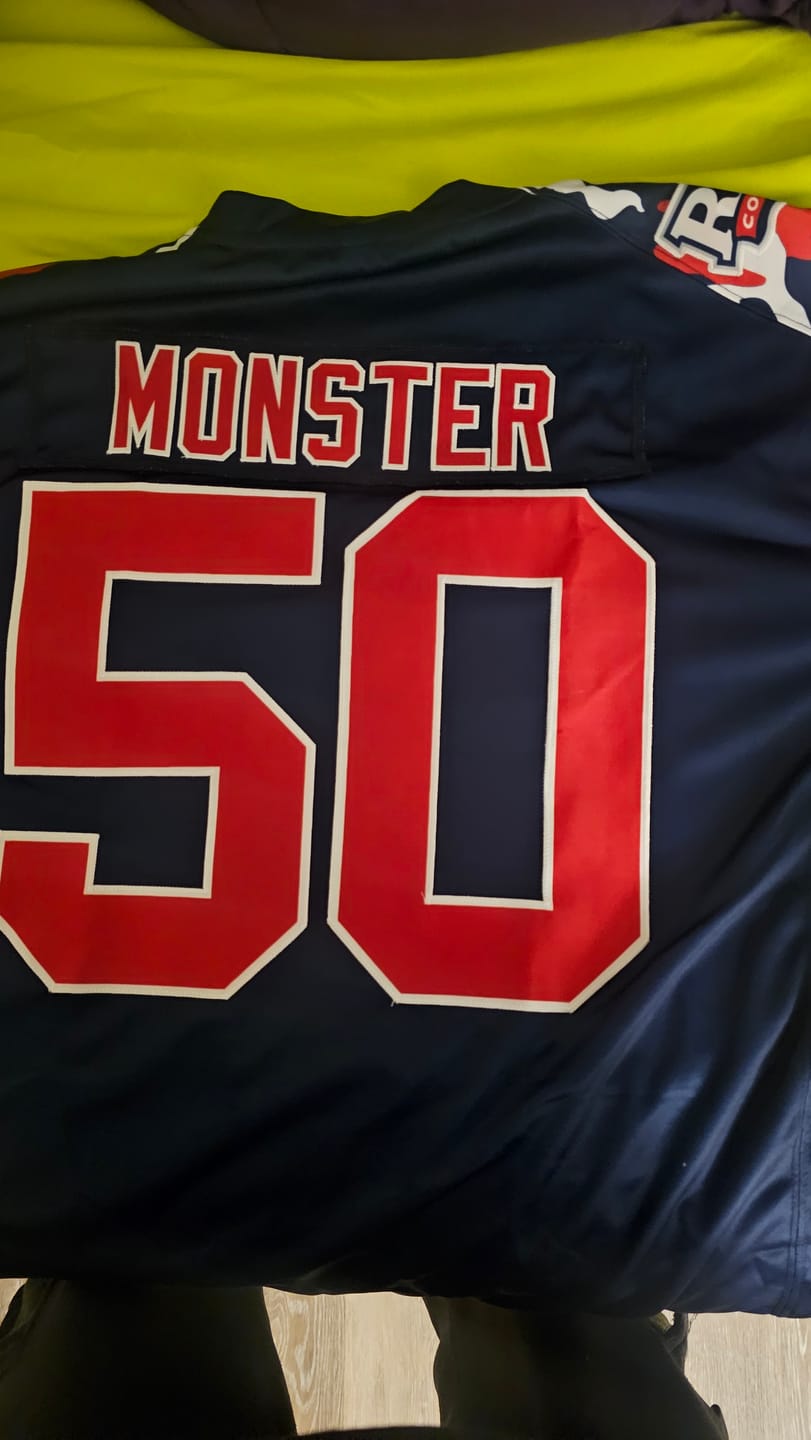 Customer photo review of Custom Navy Red-White Personalized Camo Authentic Football Jersey