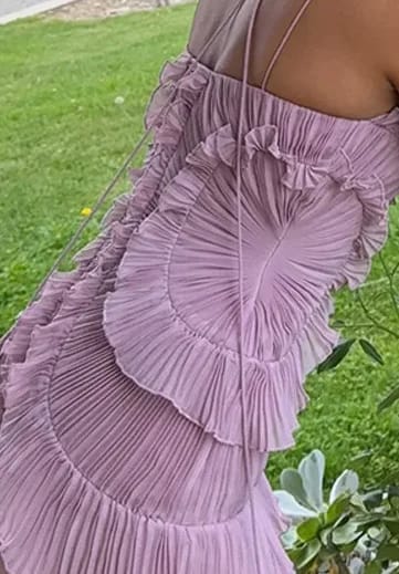 Customer photo review of Kris Halter Strap Ruffled Tule Dress