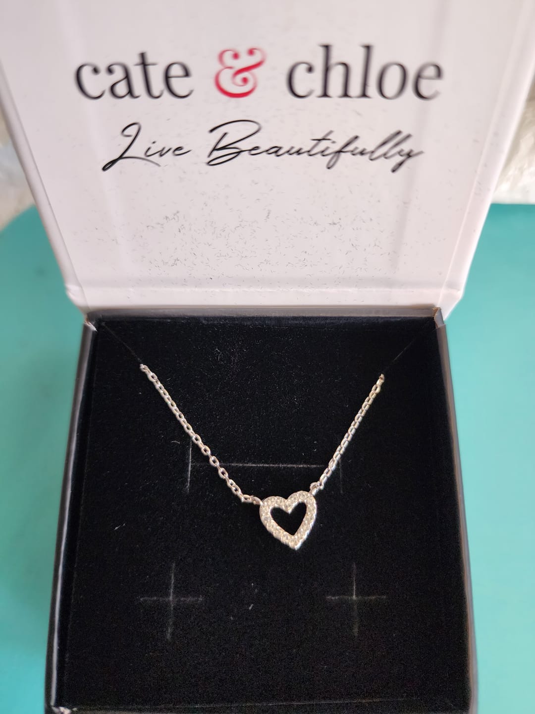 Customer photo review of Piper 18k White Gold Plated Heart Pendant Necklace with Swarovski Crystals