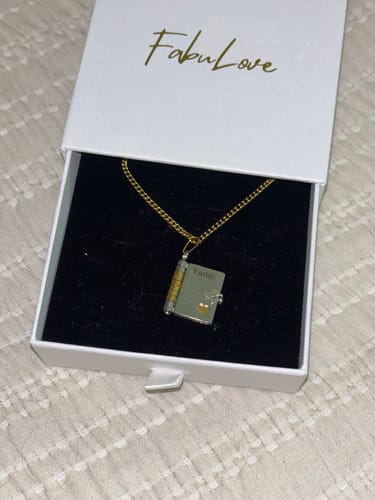 Customer photo review of Personalized Book Locket Necklace