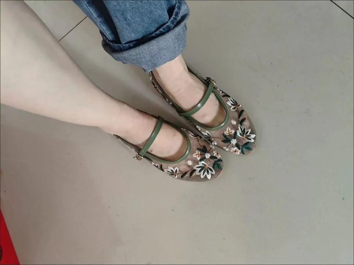 Customer photo review of Mia Embroidered Ballet Flats