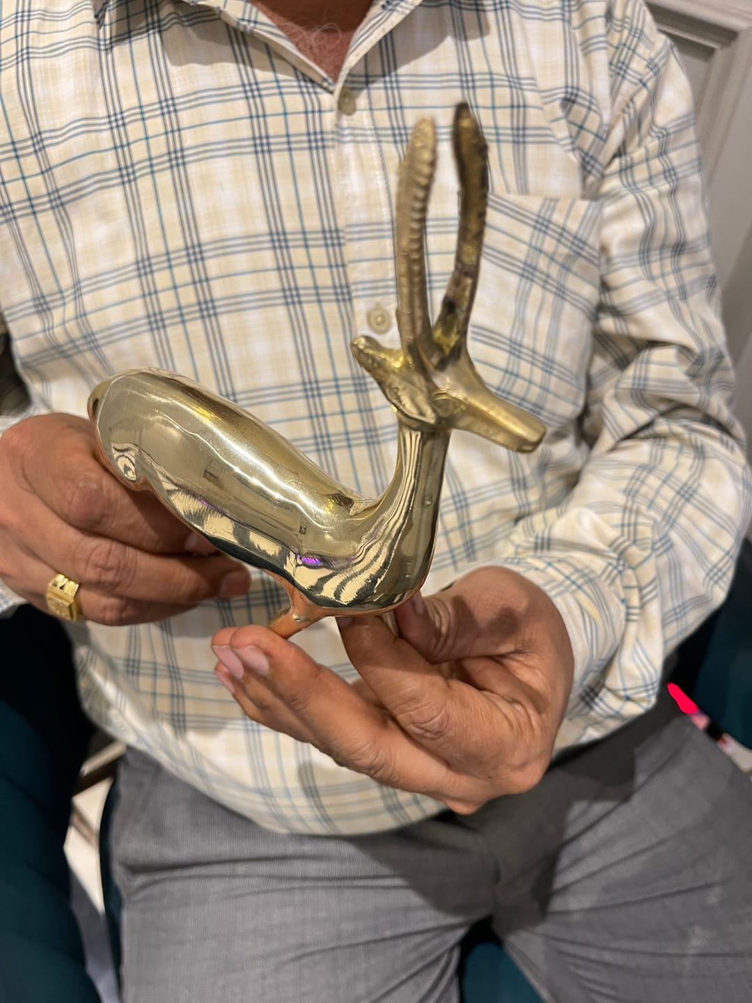 Customer photo review of Handcrafted Brass Deer Idol Vastu Remedy for Stability, Stamina and Energy Balance for WNW Zone, Home and Office Placement | 12 x 22 cm | 820 gm