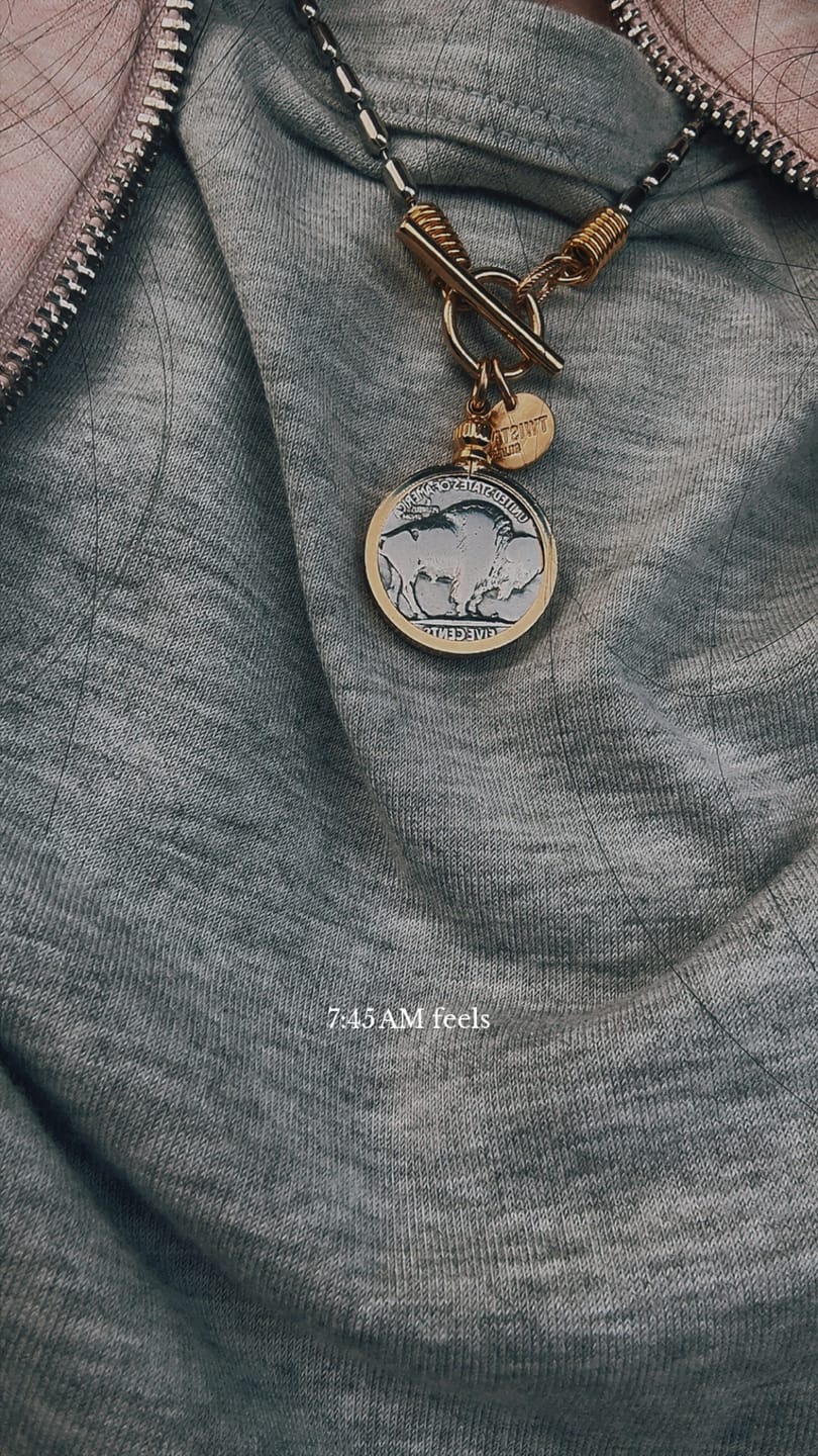 Customer photo review of Buffalo nickel necklace