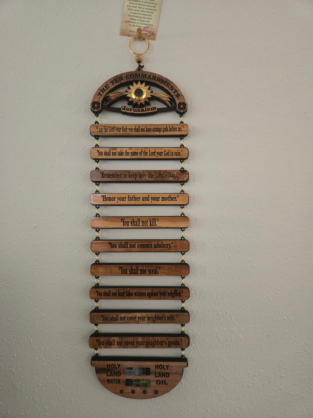 Customer photo review of NEW* Ten Commandments from the Holy Land Wall Hanging - 16"x5" inches