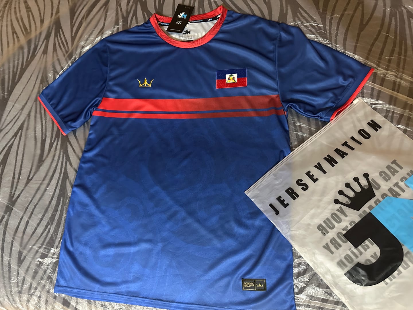 Customer photo review of Haiti Custom Heritage Football Jersey