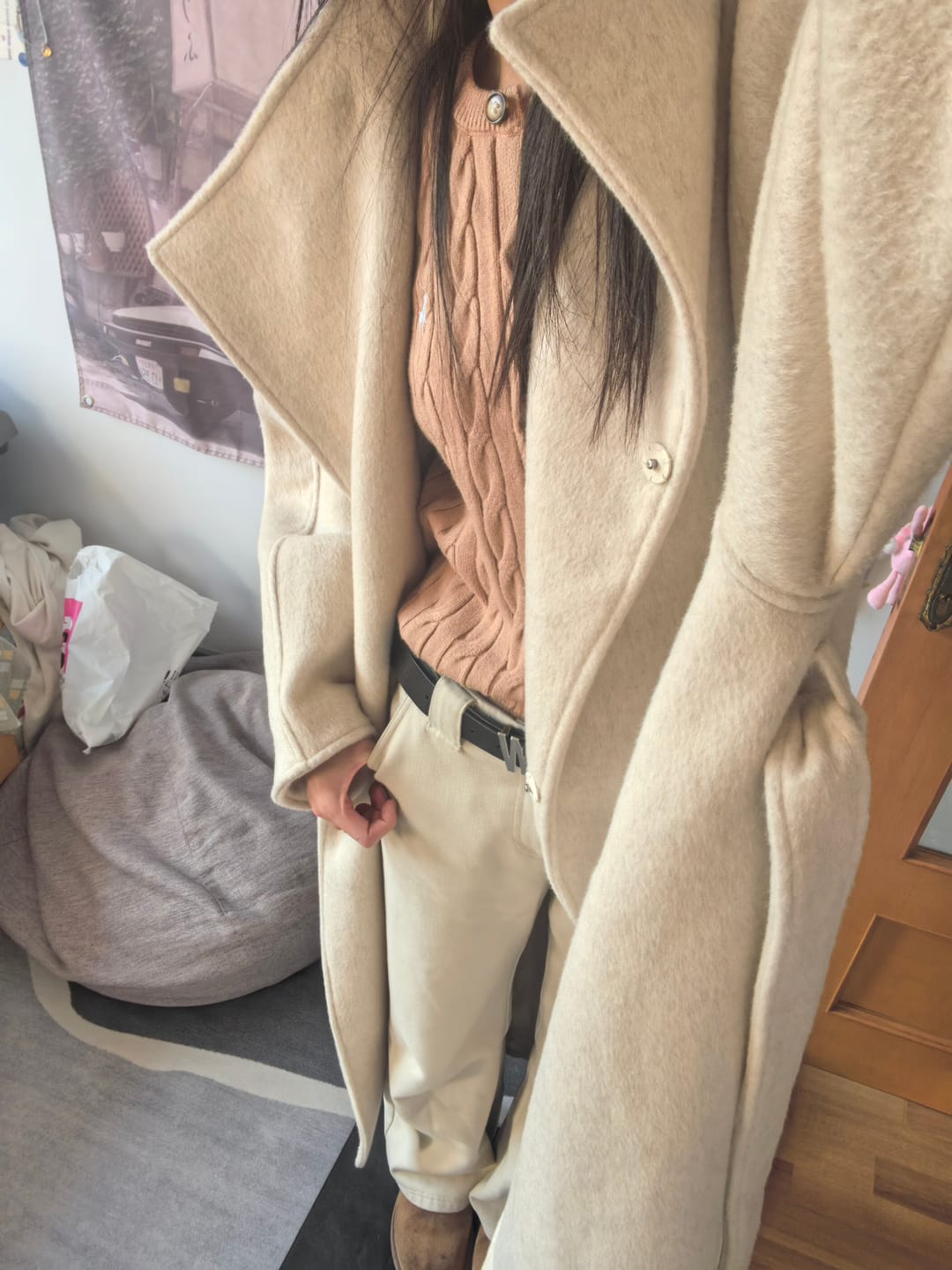 Customer photo review of 0122stepll Wool Stand-Collar Long Coat