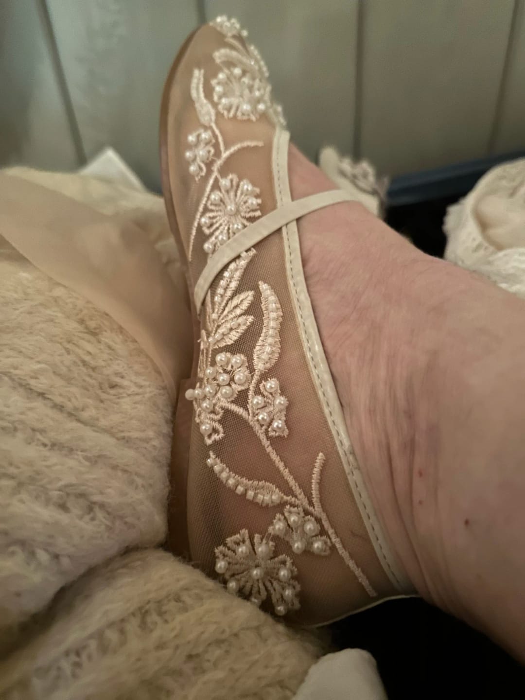 Customer photo review of Christine Beaded Mesh Ballet Flats