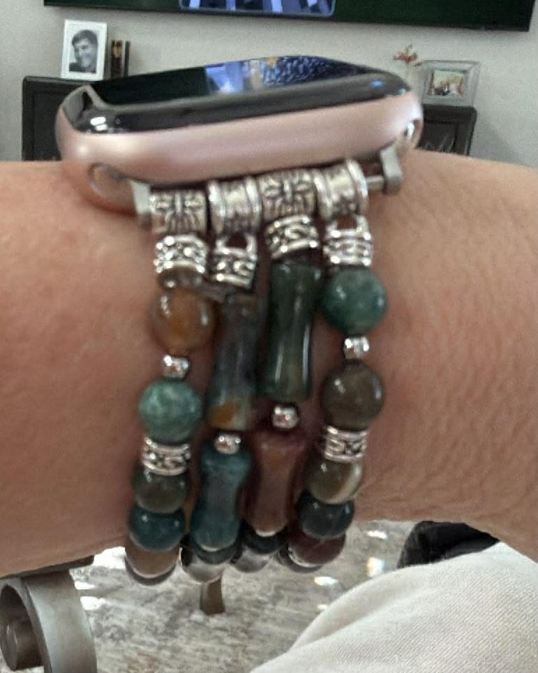 Customer photo review of Vintage Agate Stretch Apple Watch Strap