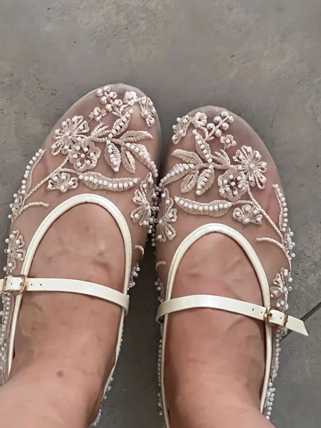 Customer photo review of Christine Beaded Mesh Ballet Flats