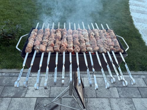 Customer photo review of Schweine-Schaschlik Klassiker – mit Zwiebeln, Pfeffer & Essig | mySchaschlik