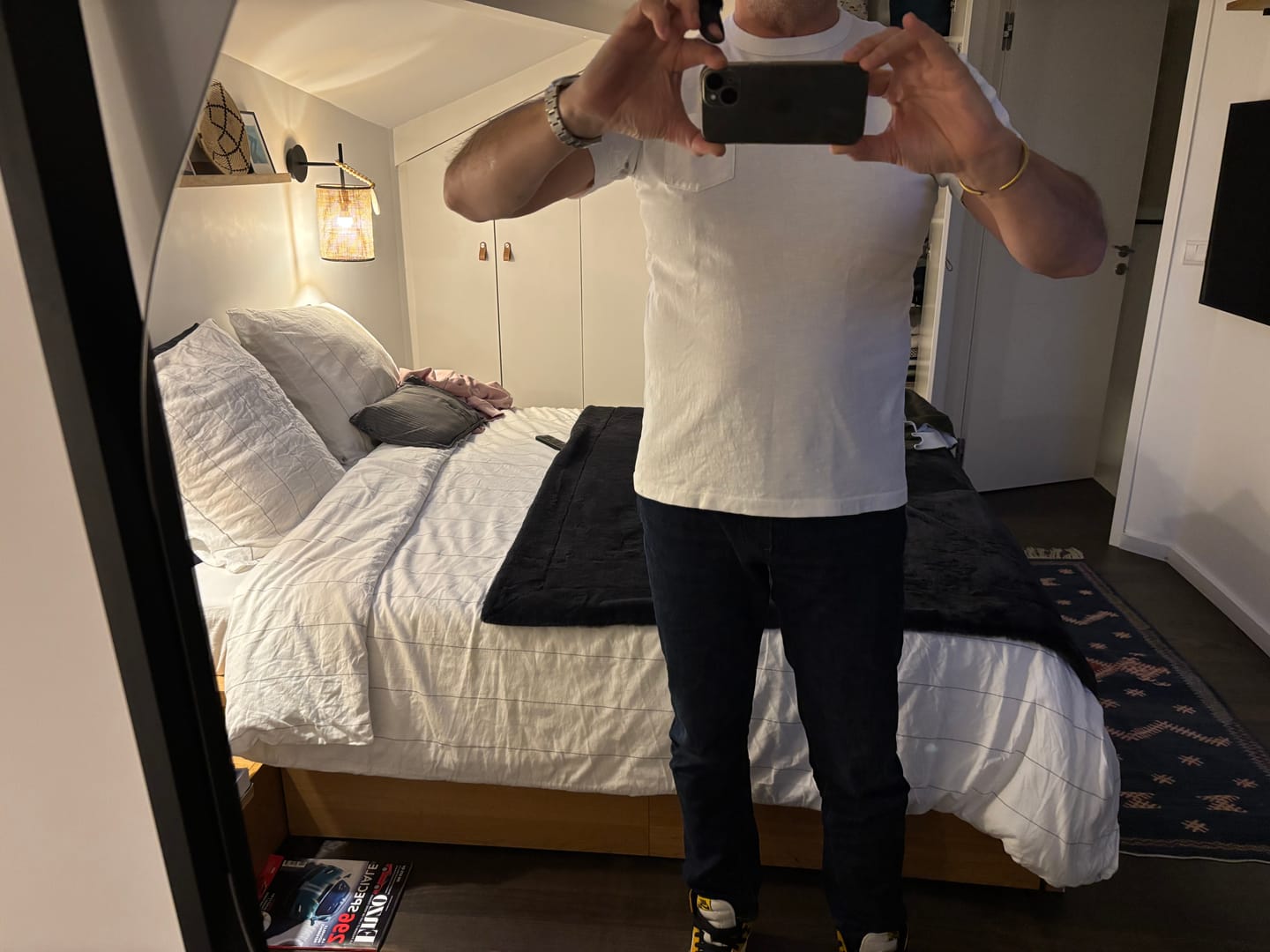Customer photo review of Loopwheel Tubular Slub Cotton Pocket T-Shirt - White