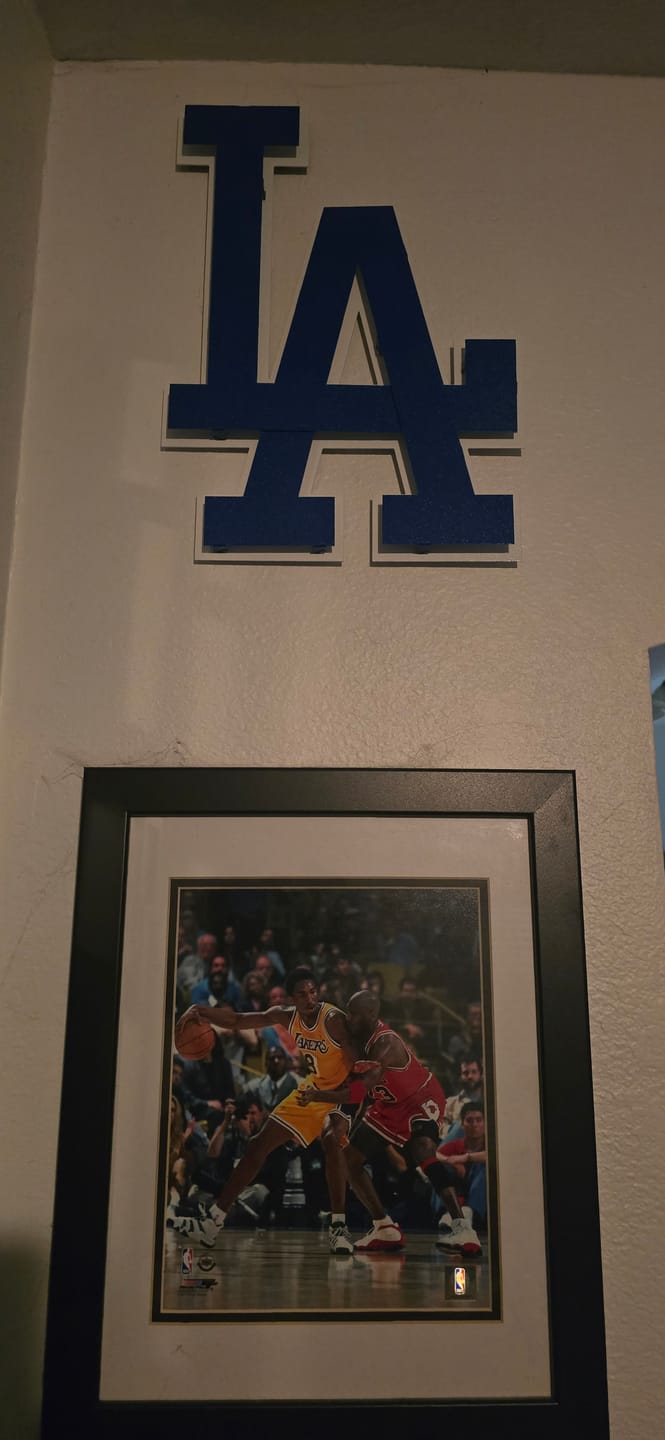 Customer photo review of Los Angeles Dodgers interlocking "LA" 3D Vintage Metal Wall Art