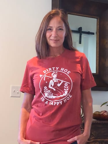 Customer photo review of A Happy Hoe T-Shirt