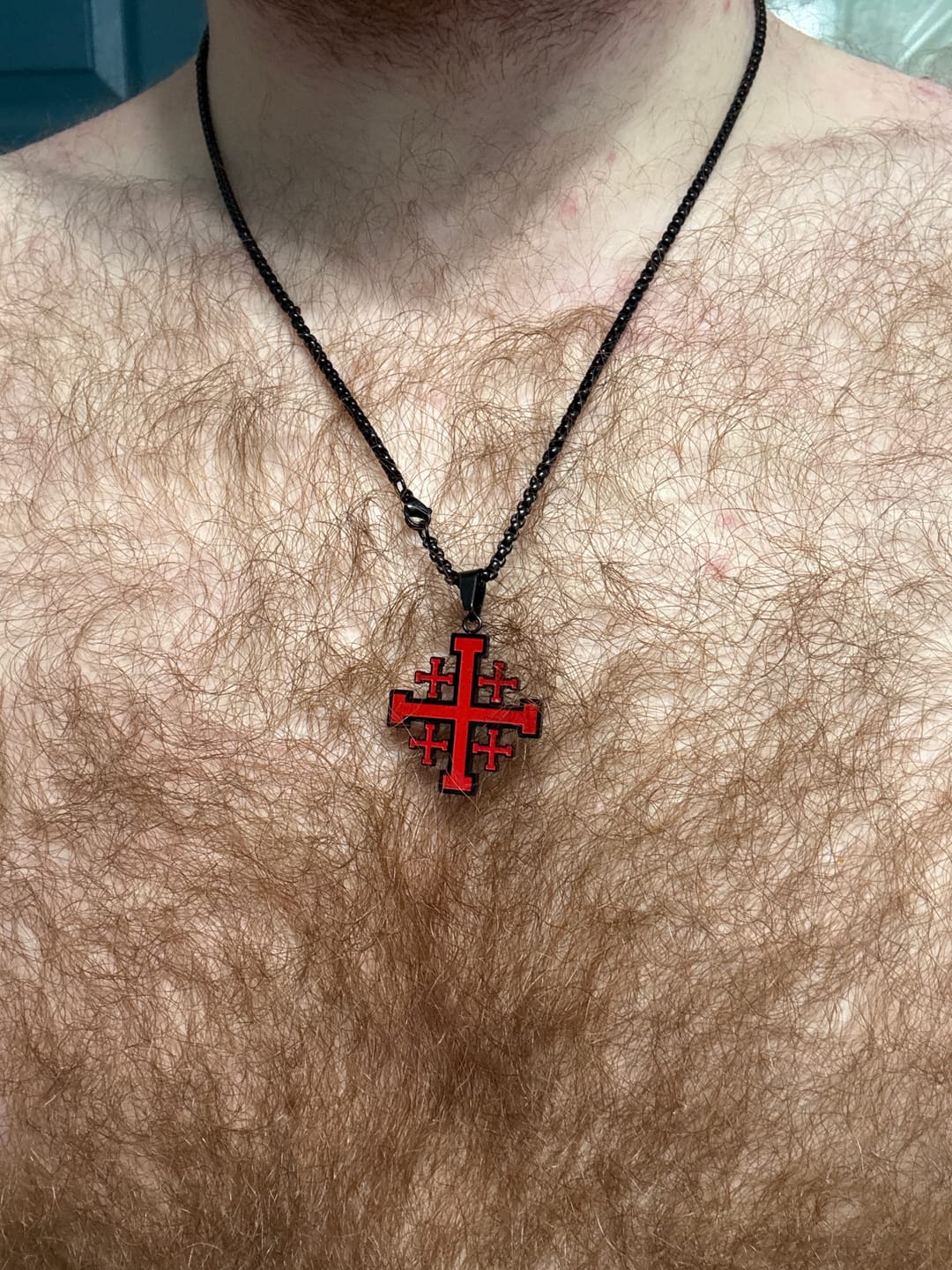 Customer photo review of Christianartworkshop Hip-hop Style Jerusalem Cross Titanium Steel Pendant Necklace