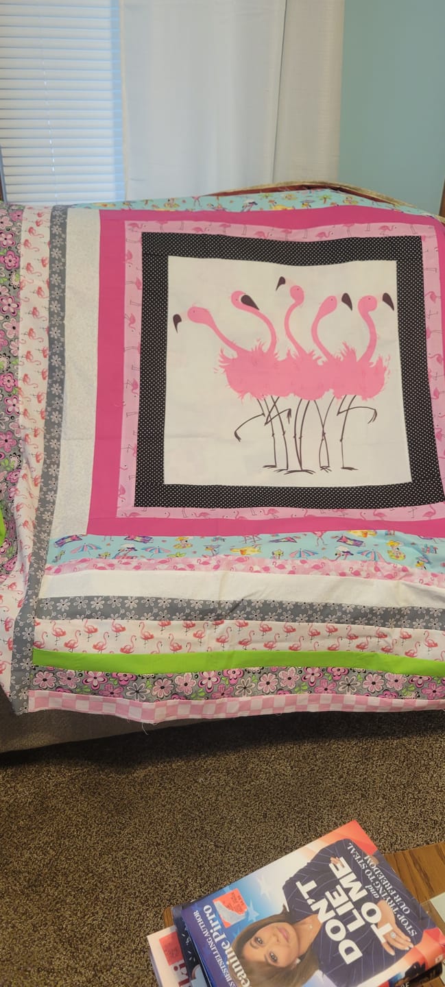 Customer photo review of Flock Of Flamingos Fabric Panel