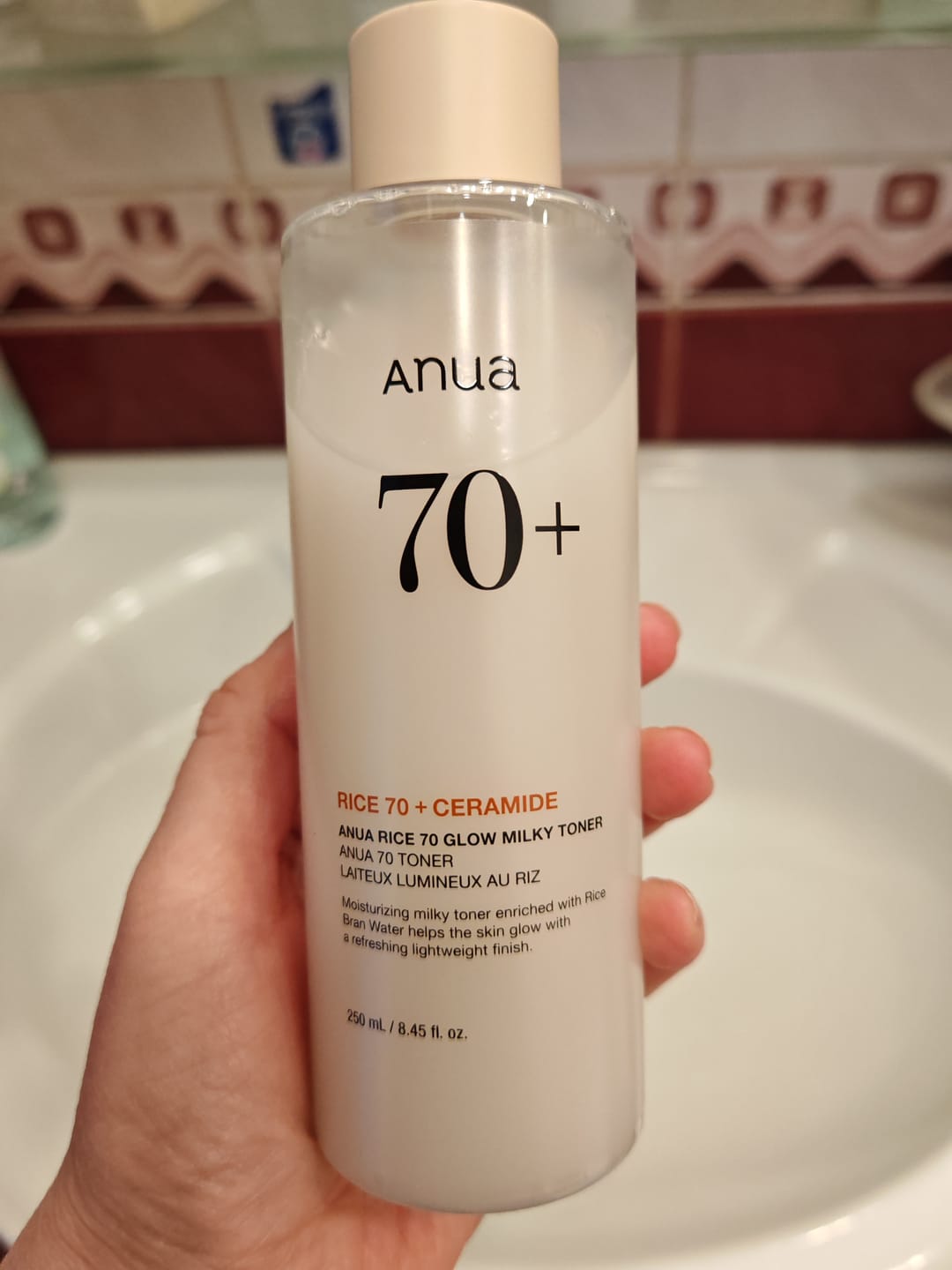 Customer photo review of Pieniņveida toniks mirdzuma piešķiršanai ādai ar rīsiem Anua Rice 70 Glow Milky Toner