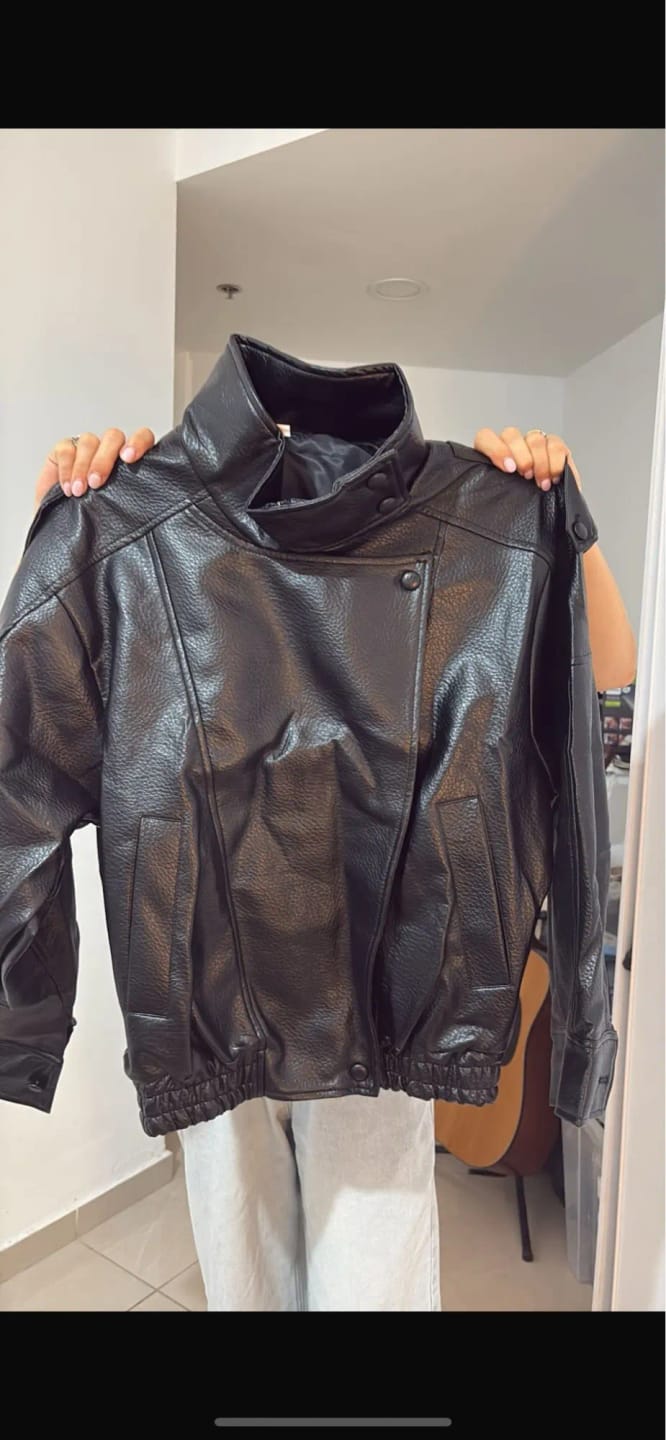 Customer photo review of Joyce Asymmetrical Zip Faux Leather Jacket