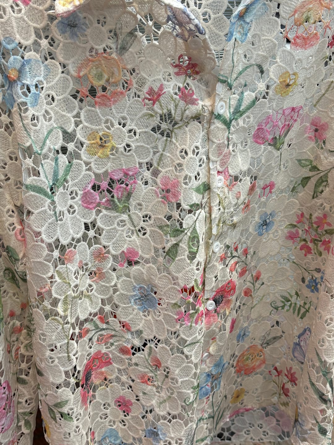 Customer photo review of Irregular Eyelet Long Sleeve Shirts