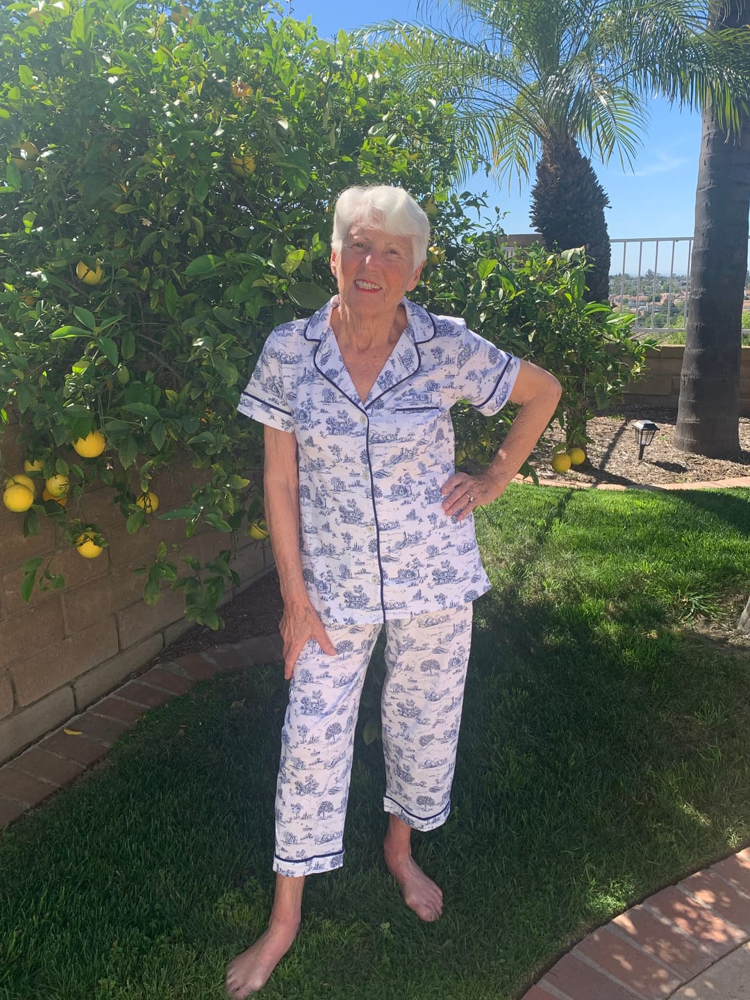 Customer photo review of White Countryside Cotton Capri Pajama Set