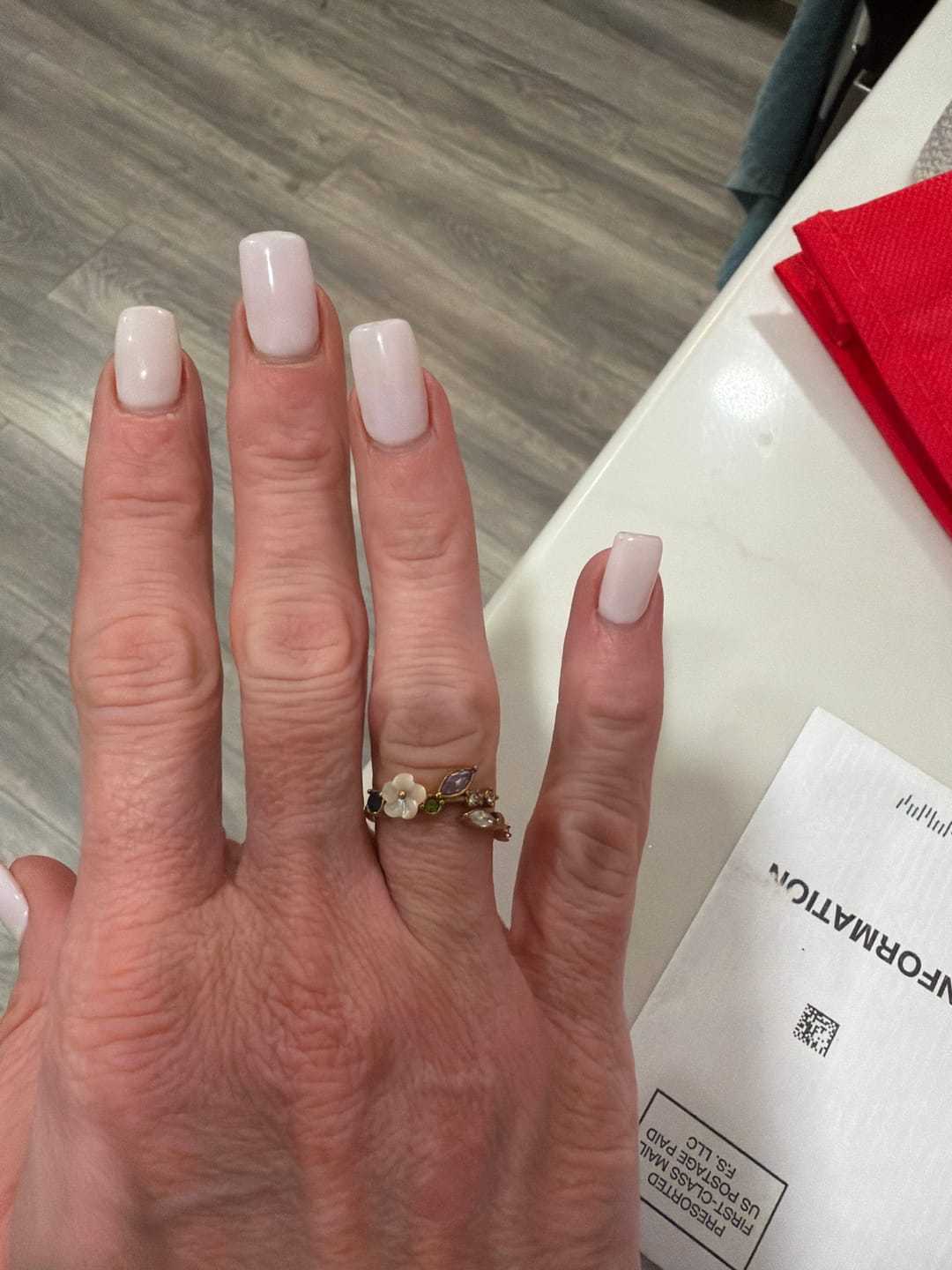 Customer photo review of Crystal White Blossom Ring Gold