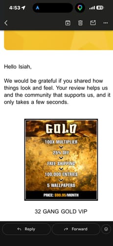 Customer photo review of 32 GANG GOLD VIP