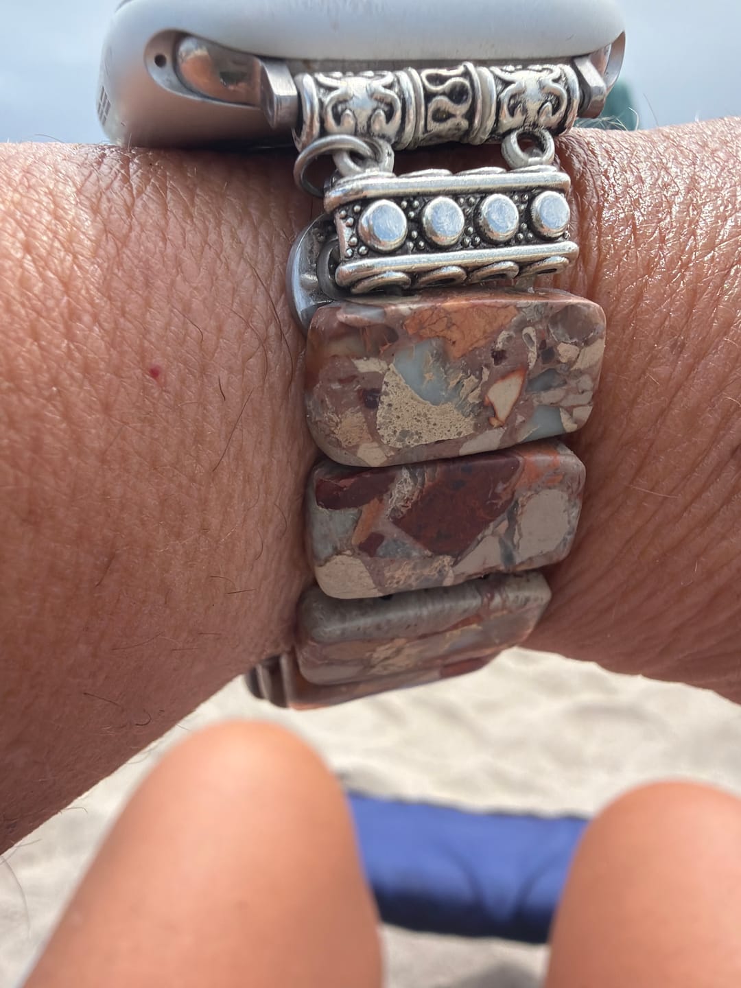 Customer photo review of Earth Tibetan Jasper Stretch Apple Watch Strap