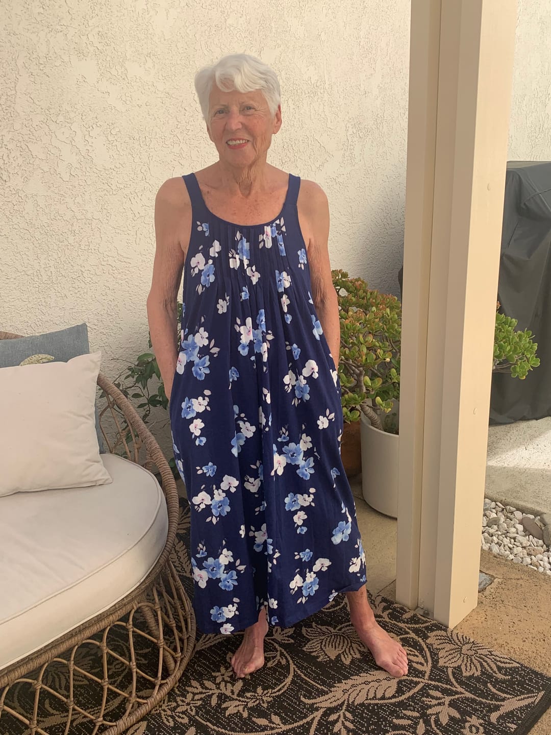 Customer photo review of Blue Depths Blooms Cotton Long Chemise