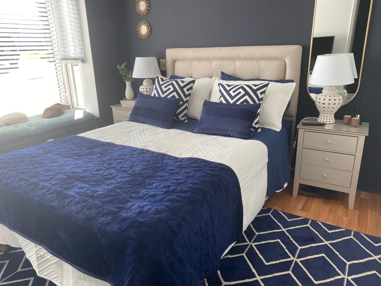 Customer photo review of Sábanas Lujo 1800 Hilos - 2 Plazas Azul Suave Premium