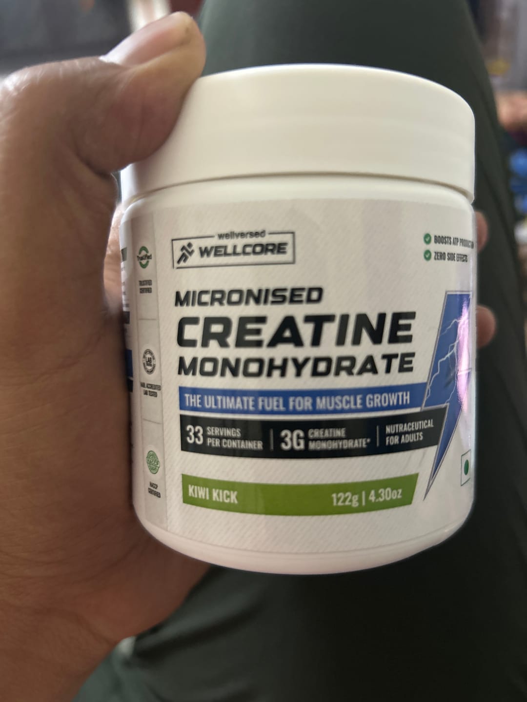 Customer photo review of Wellcore - Pure Micronised Creatine Monohydrate | Kiwi Kick (122g, 33 servings)