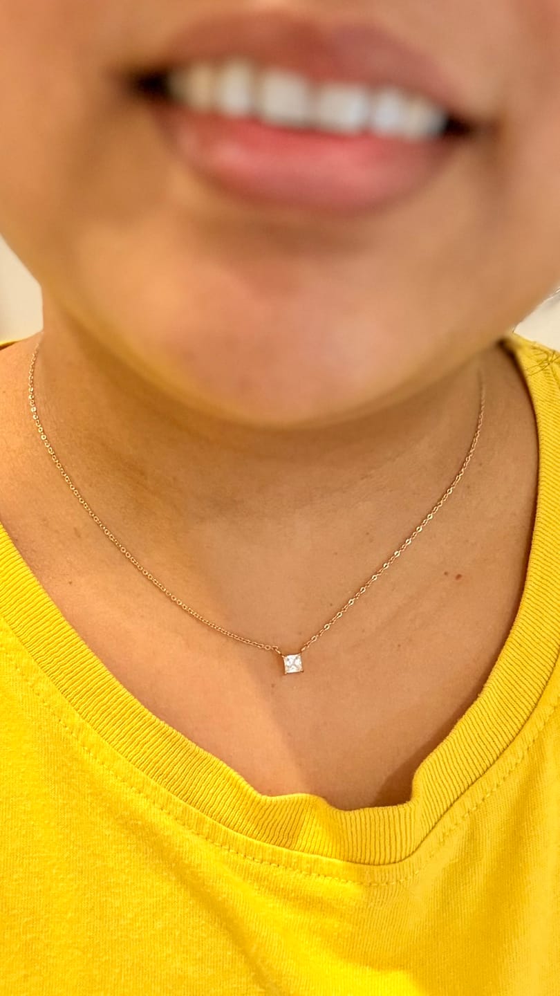 Customer photo review of Asscher Solitaire Necklace