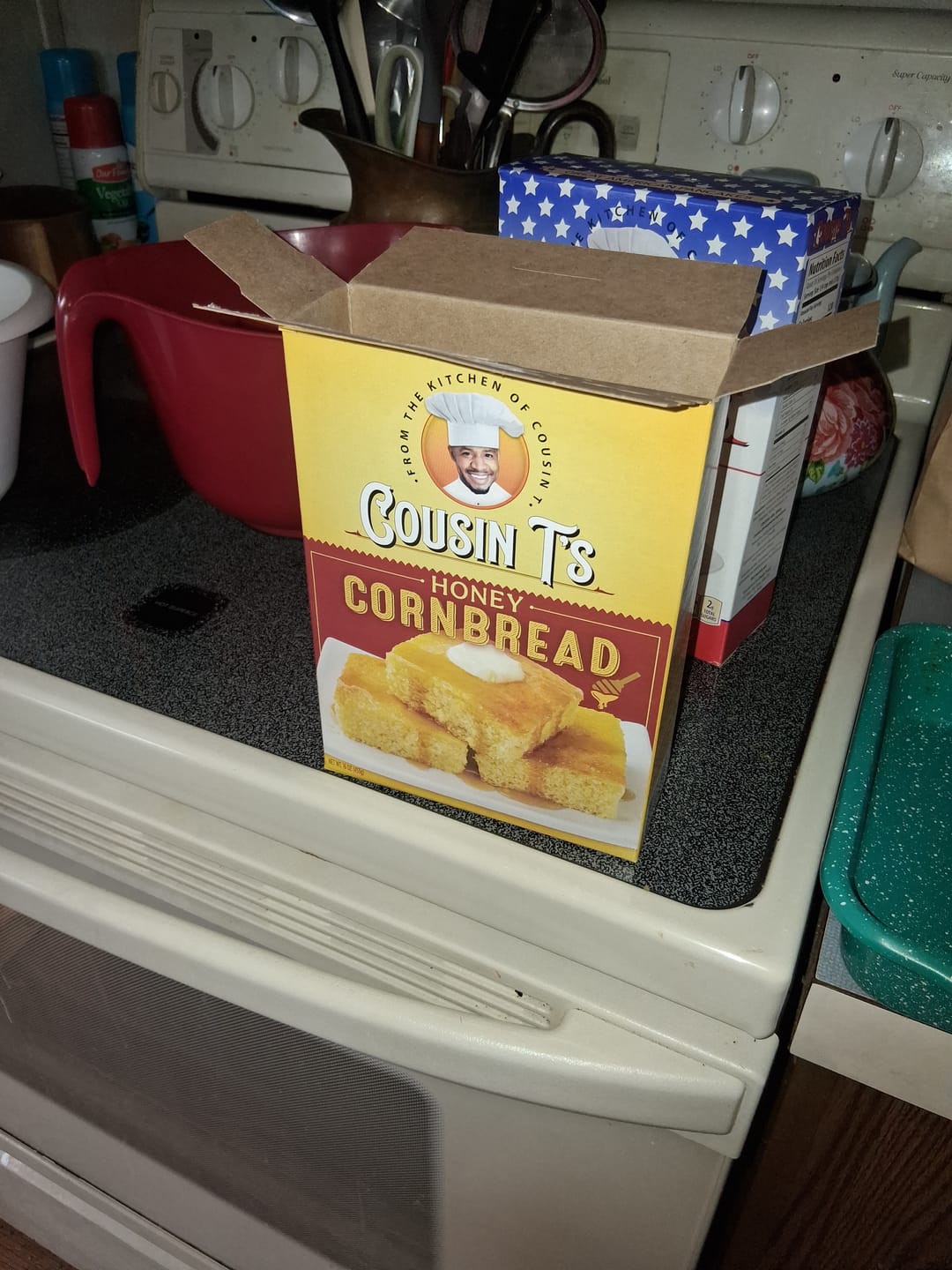 Customer photo review of Cousin T's Gourmet Honey Cornbread Mix