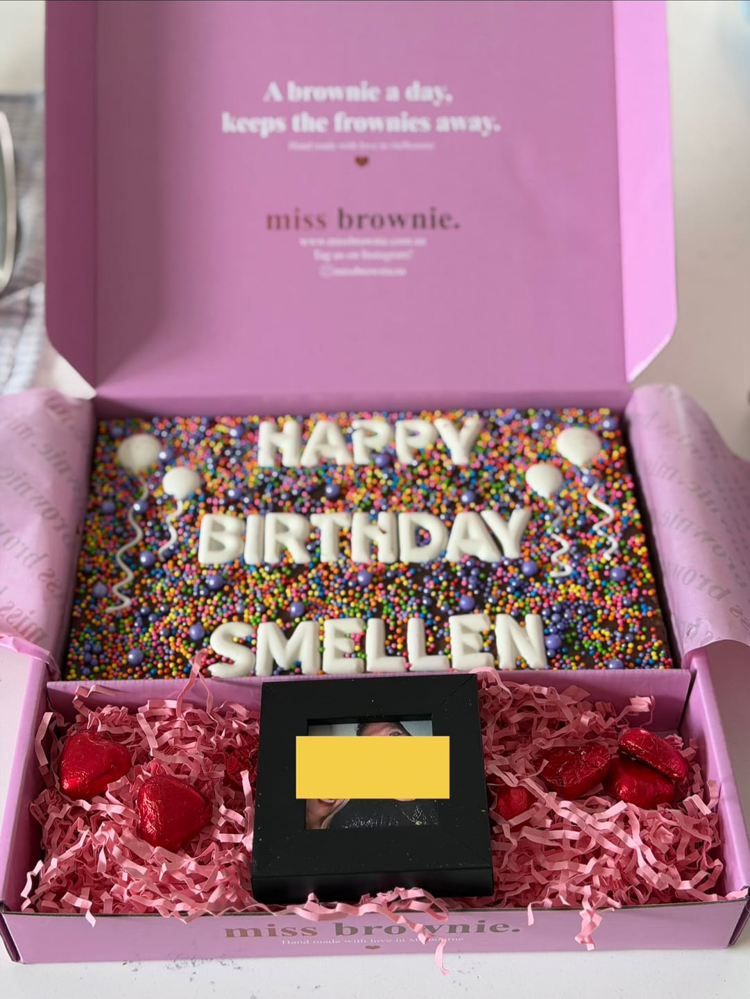 Customer photo review of Birthday Brownie · Large