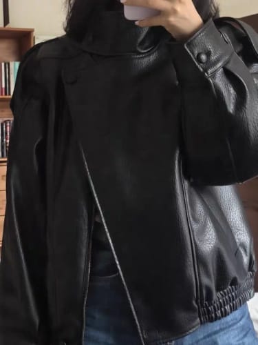 Customer photo review of Joyce Asymmetrical Zip Faux Leather Jacket