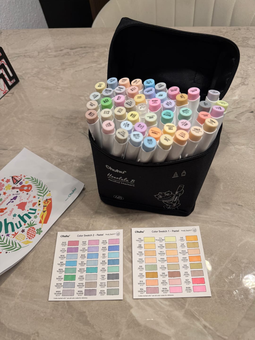 Customer photo review of Ohuhu Honolulu New 48 Pastel Colors Dual Tips Alcohol Art Markers - Blossoming