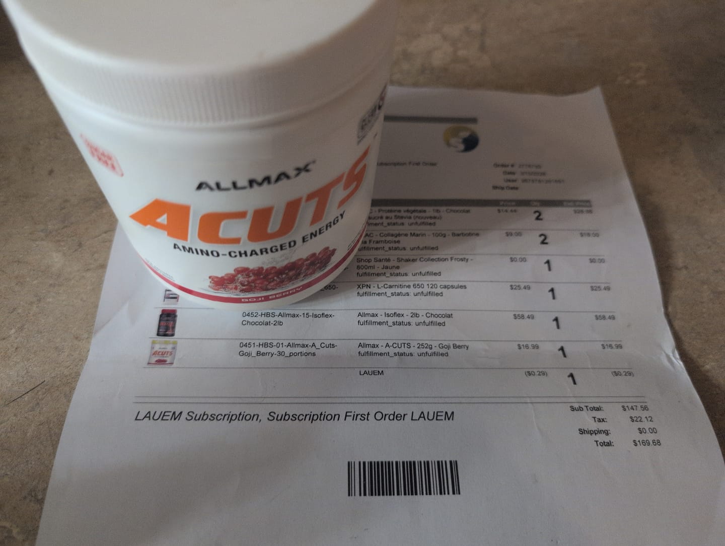 Customer photo review of Allmax - A-CUTS - 252g