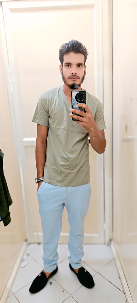 Customer photo review of Men's Brown Soft Lycra Trouser
