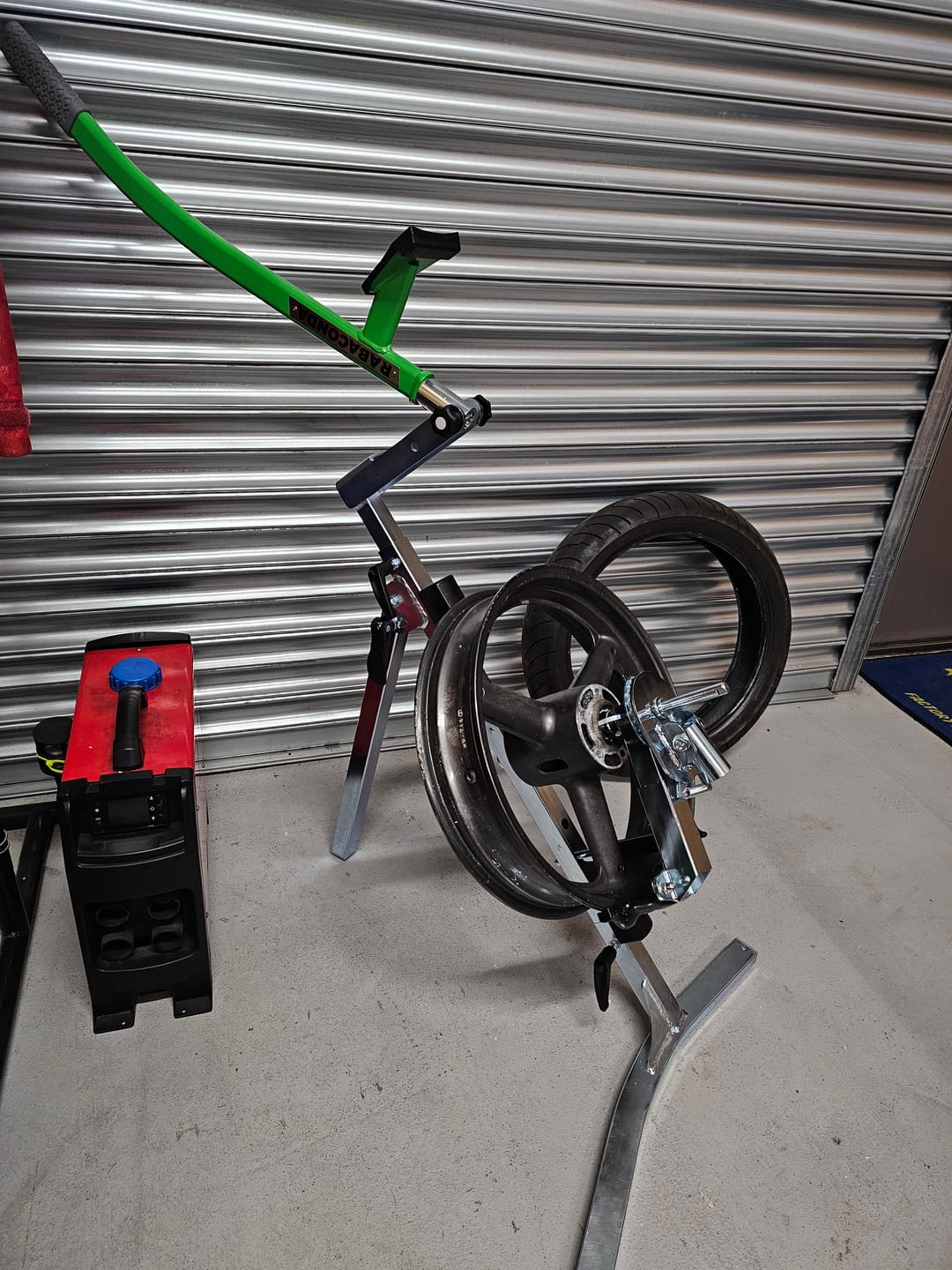 Customer photo review of Street Bike Tire Changer