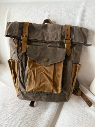 Customer photo review of Mochila de Lona e Pele Vintage