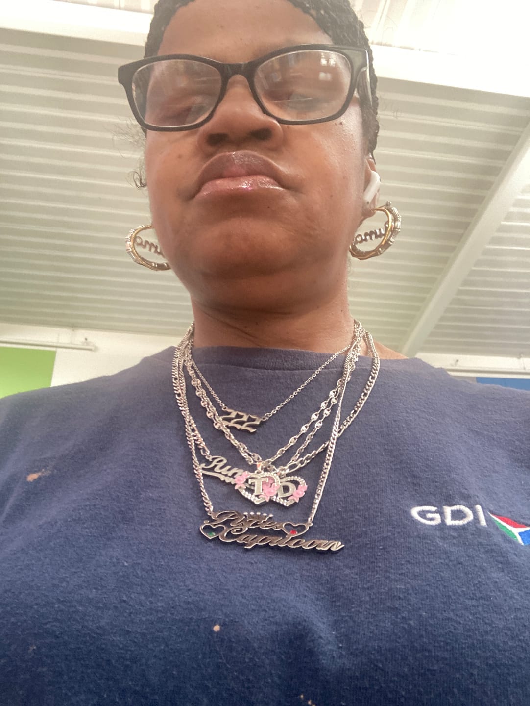 Customer photo review of Double Heart Name Necklace w/ Cuban Chain