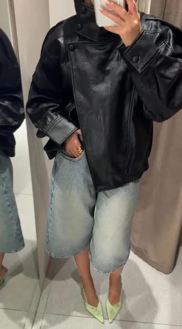 Customer photo review of Joyce Asymmetrical Zip Faux Leather Jacket