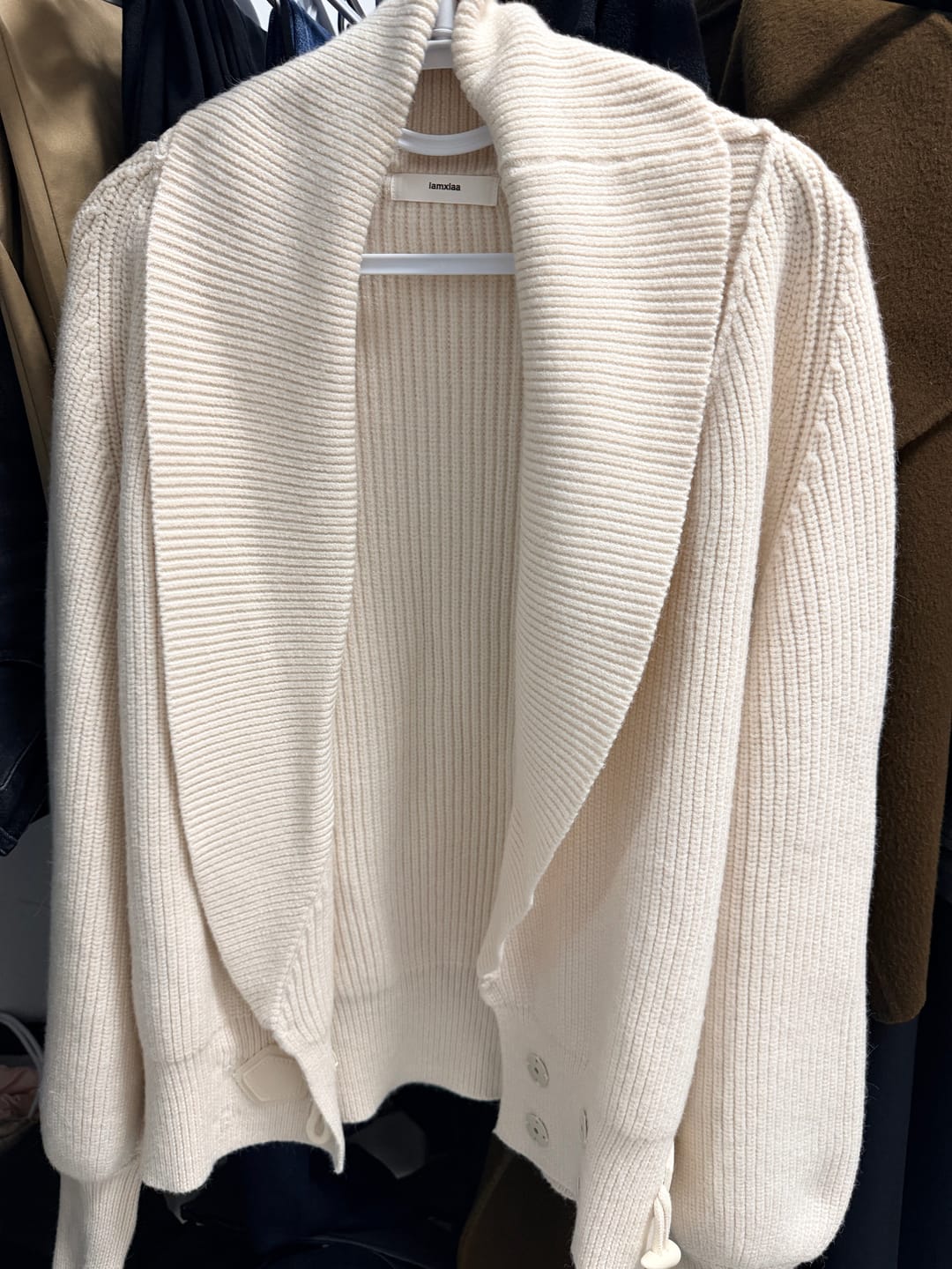 Customer photo review of IAMXIAA Ribbed Knit Wrap Cardigan Women Winter Shawl Collar Sweater