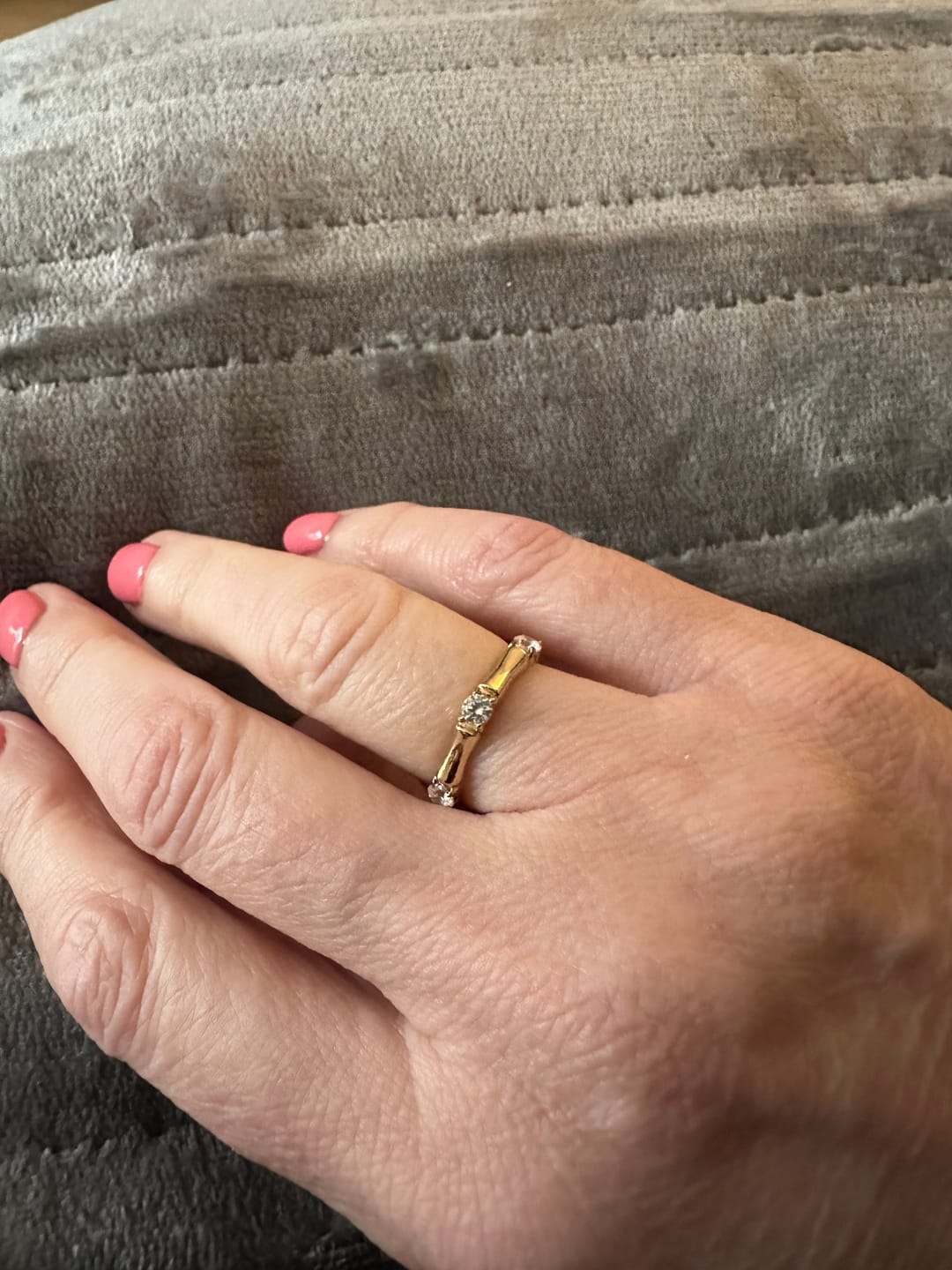 Customer photo review of Bamboo Ring With Stones