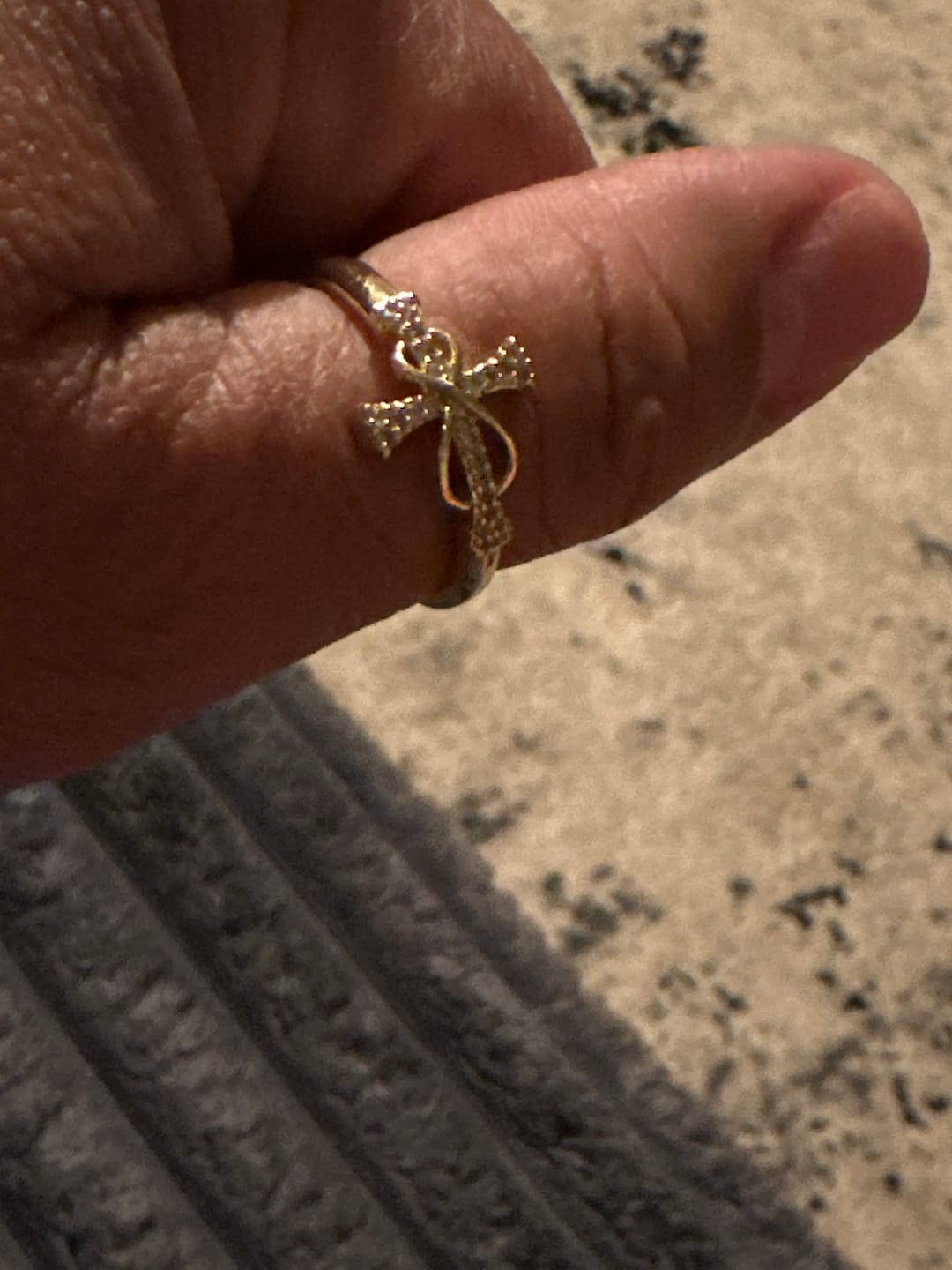 Customer photo review of Christianartworkshop Golden/Silver Mobius Cross Ring: Carry His Grace in Daily Wear