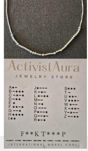 Customer photo review of Fuck Trump - Necklace